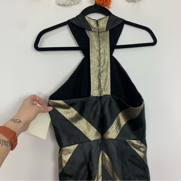 NWT Hutch Metallic Stripe Bodycon Halter Dress Size 4 - Picture 5 of 9